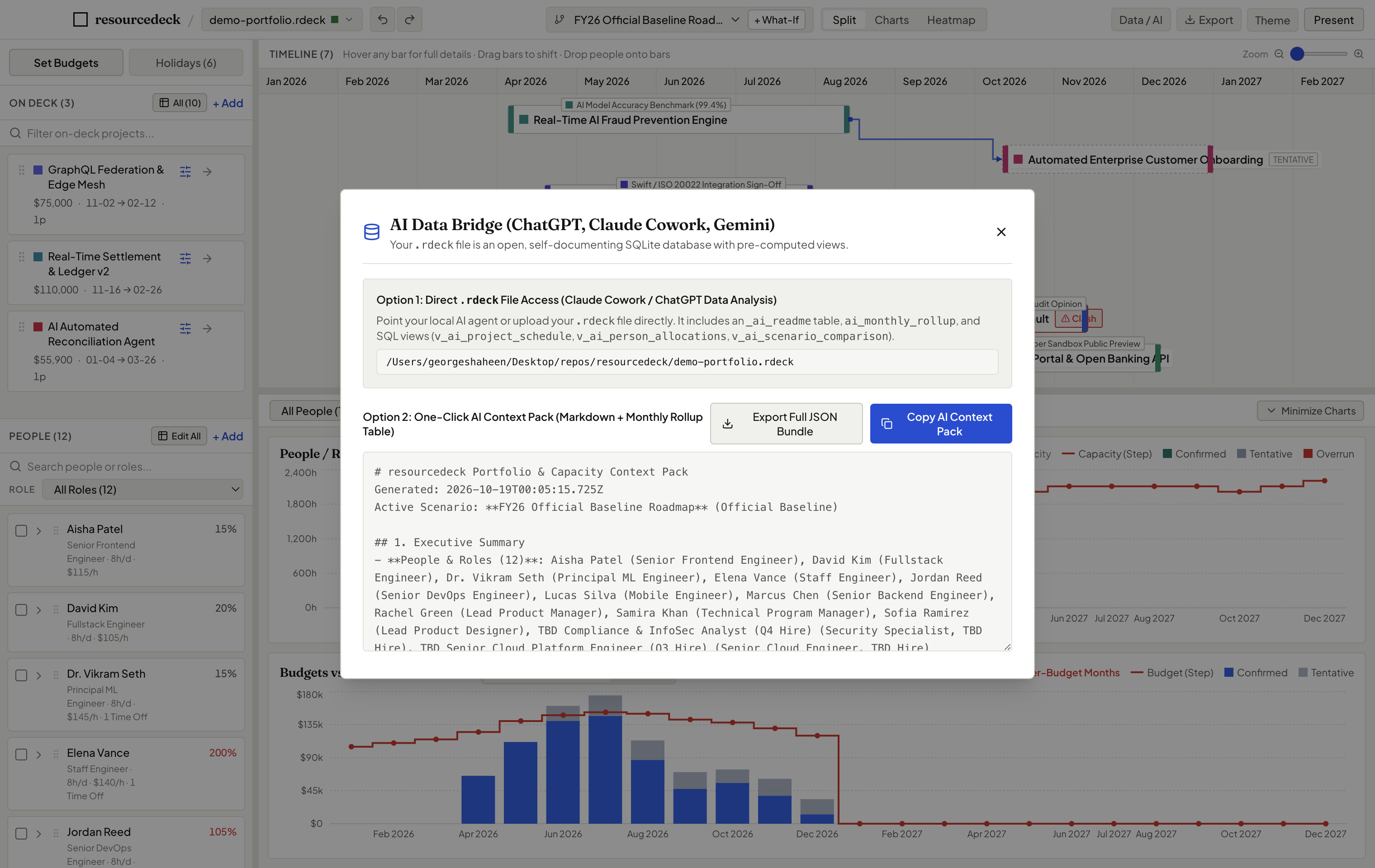 resourcedeck 1-Click AI Data Bridge for ChatGPT and Claude